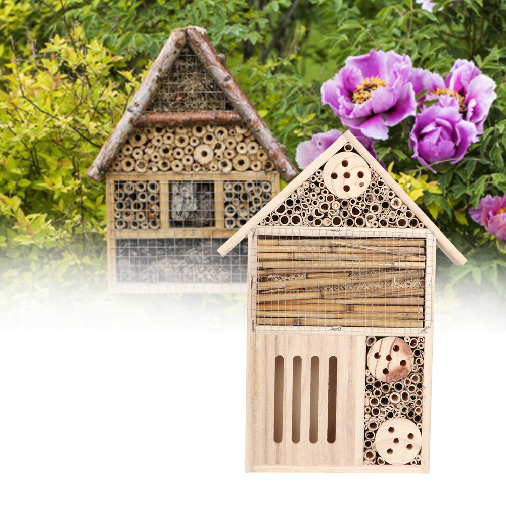 Garden Outdoor Wooden Insect Bee House Wood Bug Room Shelter Nesting Box view 5