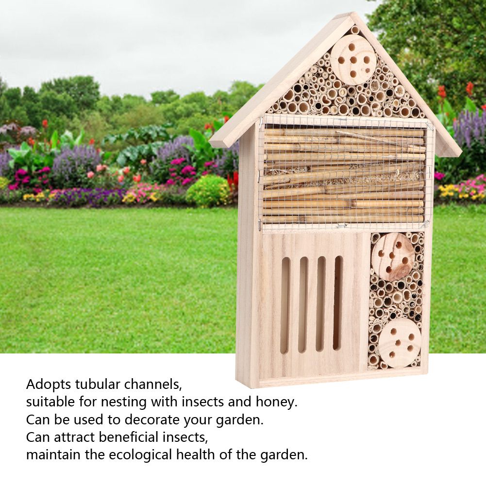 Garden Outdoor Wooden Insect Bee House Wood Bug Room Shelter Nesting Box view 7