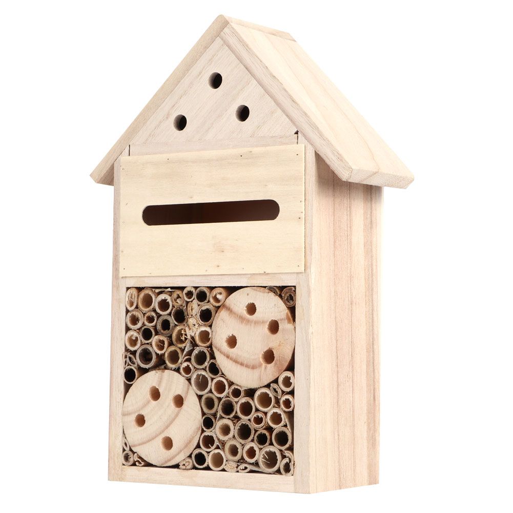 Garden Outdoor Wooden Insect Bee House Wood Bug Room Shelter Nesting Box — image 1