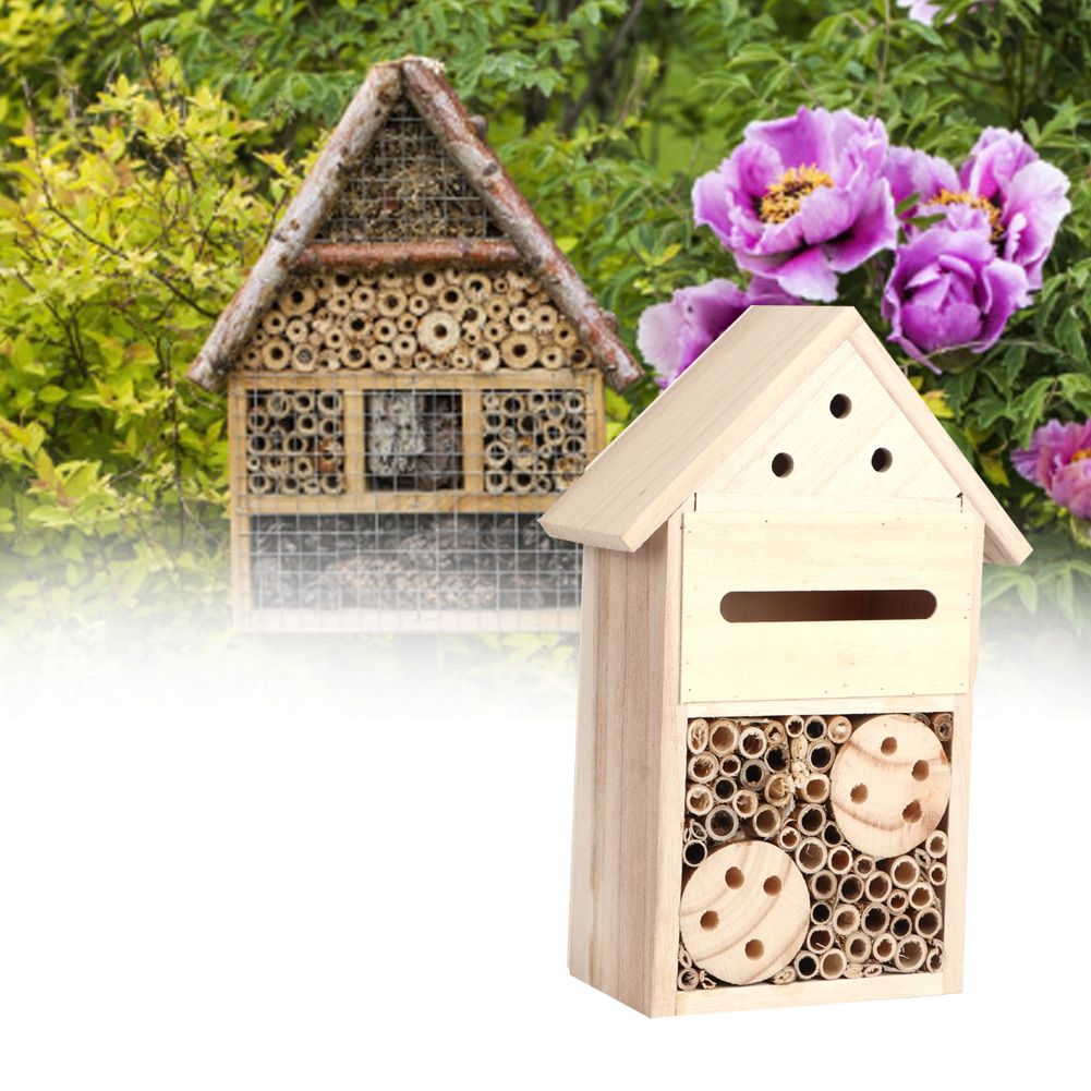 Garden Outdoor Wooden Insect Bee House Wood Bug Room Shelter Nesting Box view 5