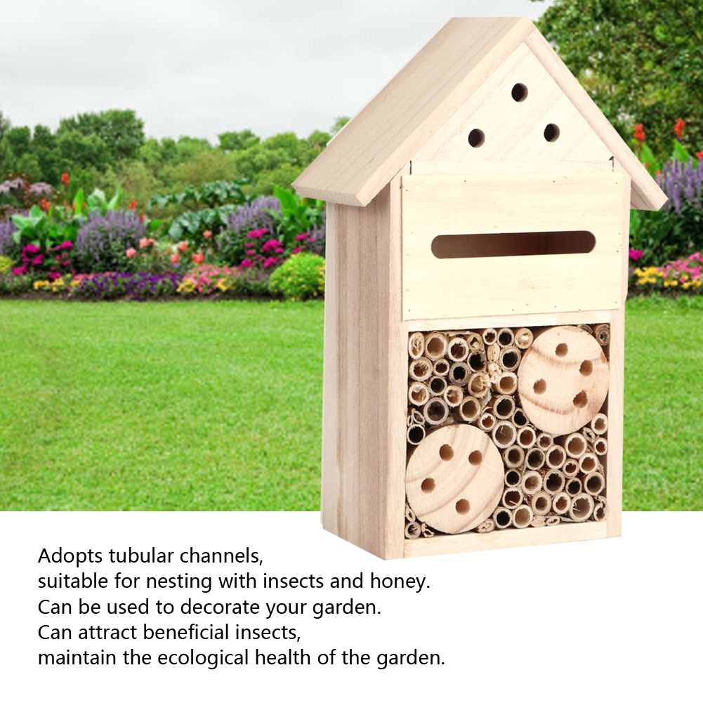 Garden Outdoor Wooden Insect Bee House Wood Bug Room Shelter Nesting Box view 7