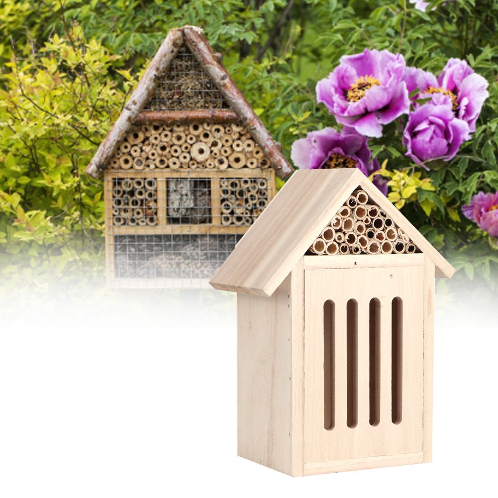 Garden Outdoor Wooden Insect Bee House Wood Bug Room Shelter Nesting Box view 4
