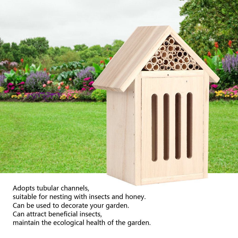 Garden Outdoor Wooden Insect Bee House Wood Bug Room Shelter Nesting Box view 7