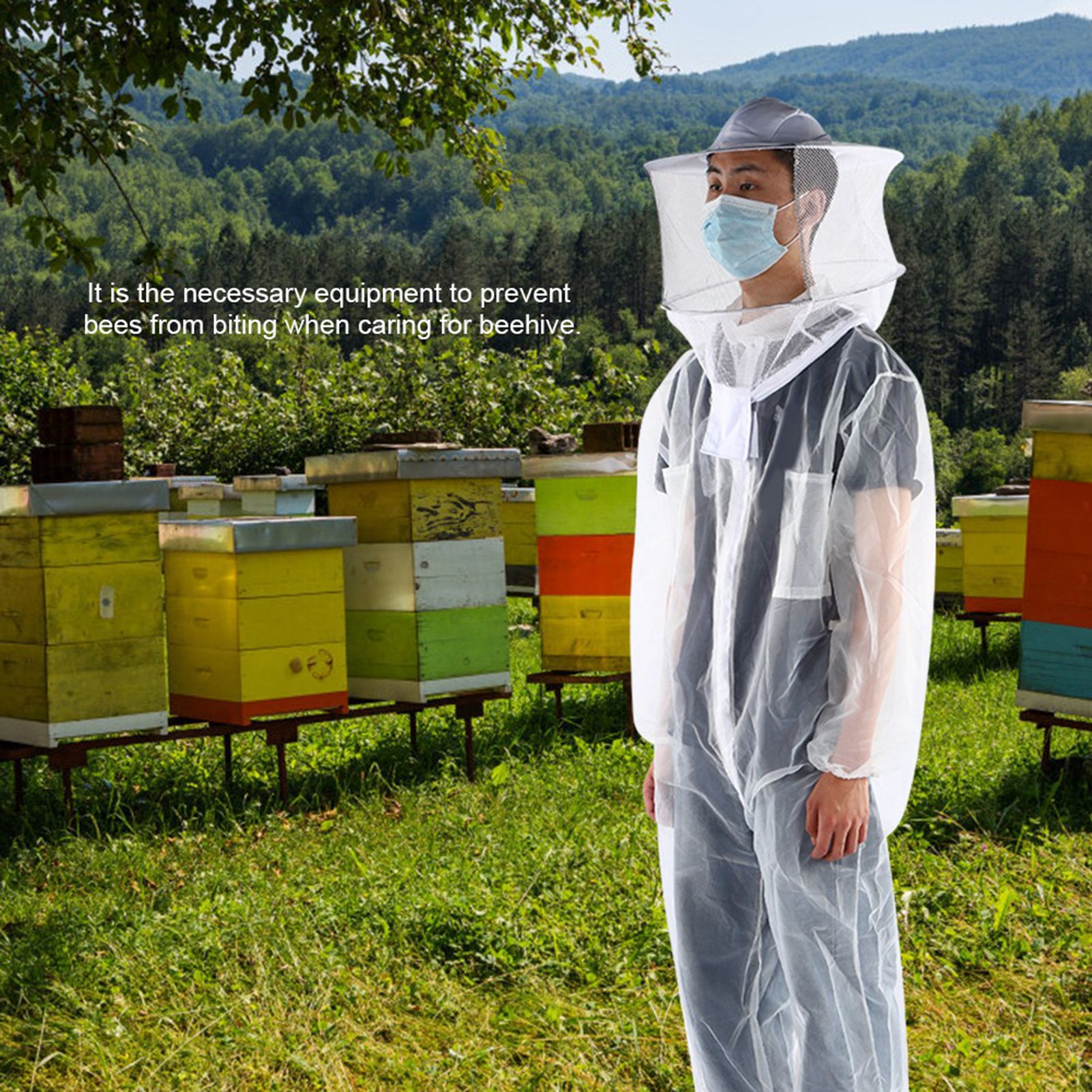 Anti Bee Biting Transparent One Piece Nylon Mesh Beekeeping Suit Bee Clothing view 7