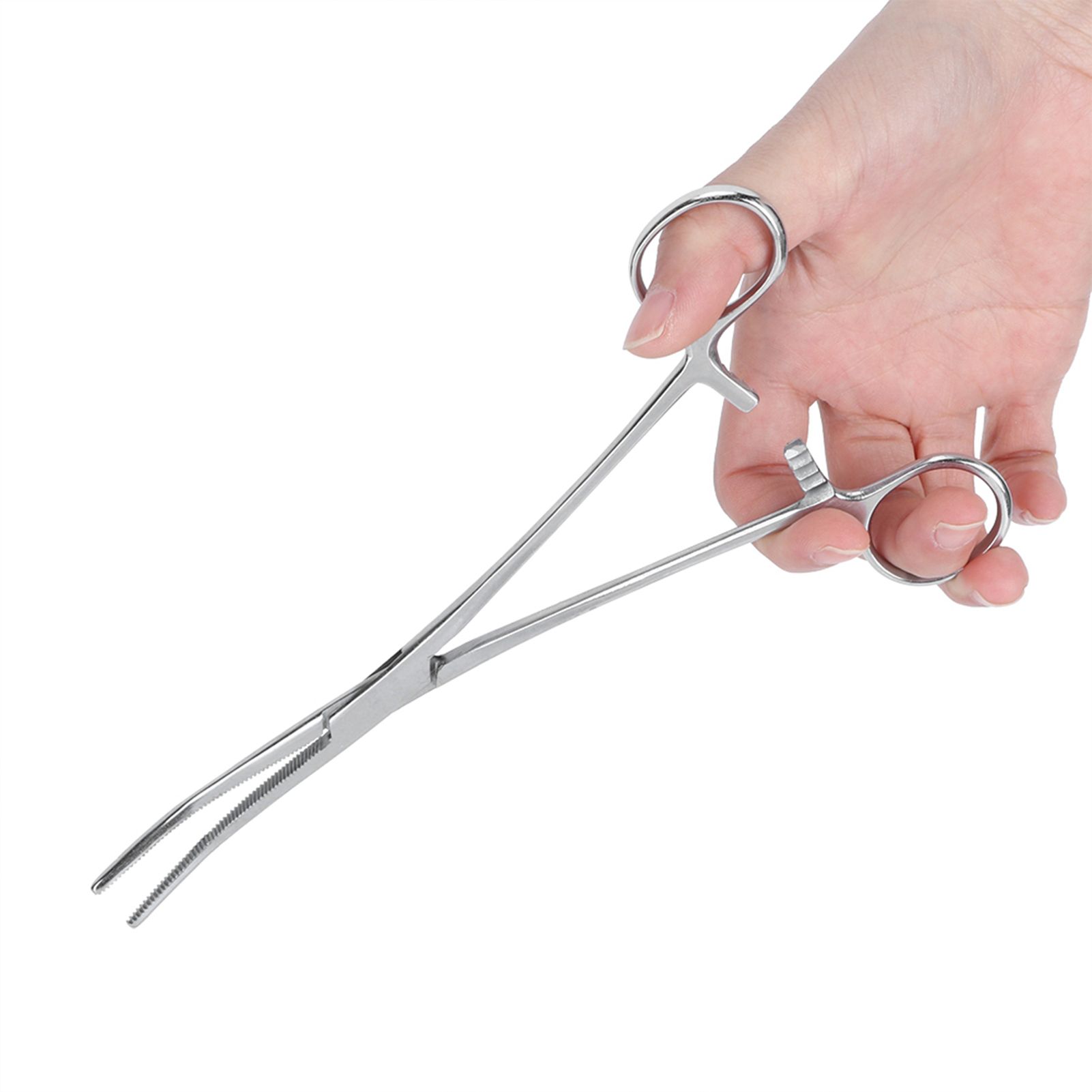 Stainless Steel Curved Tip Haemostatic Cleaning Clamp Pliers Pet Dog Cat Hair view 4