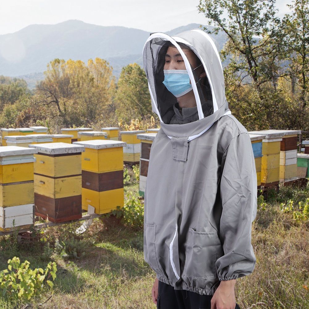 Beekeeping Protective Veil Jacket Bee Suit Smock with Double Zippers Beekeeper view 3