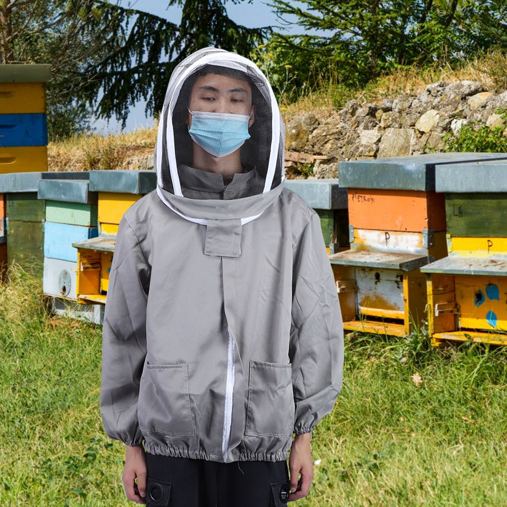Beekeeping Protective Veil Jacket Bee Suit Smock with Double Zippers Beekeeper view 4