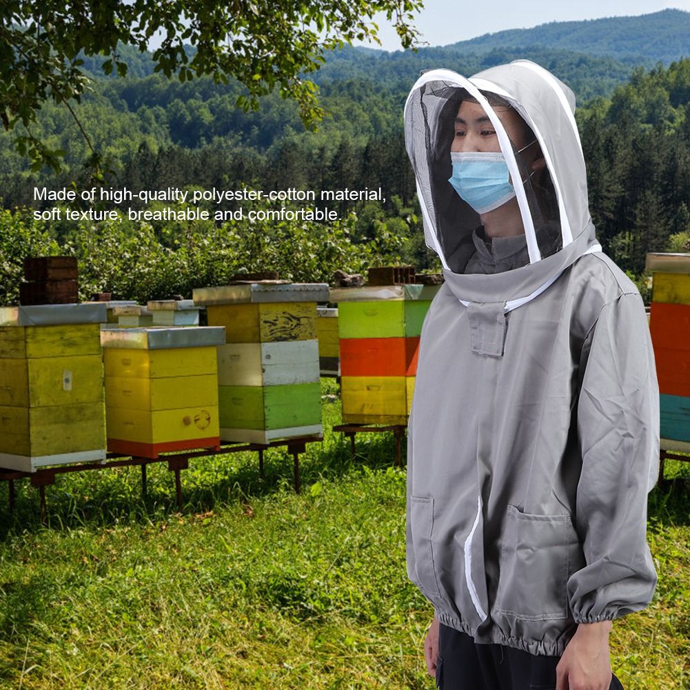 Beekeeping Protective Veil Jacket Bee Suit Smock with Double Zippers Beekeeper view 7