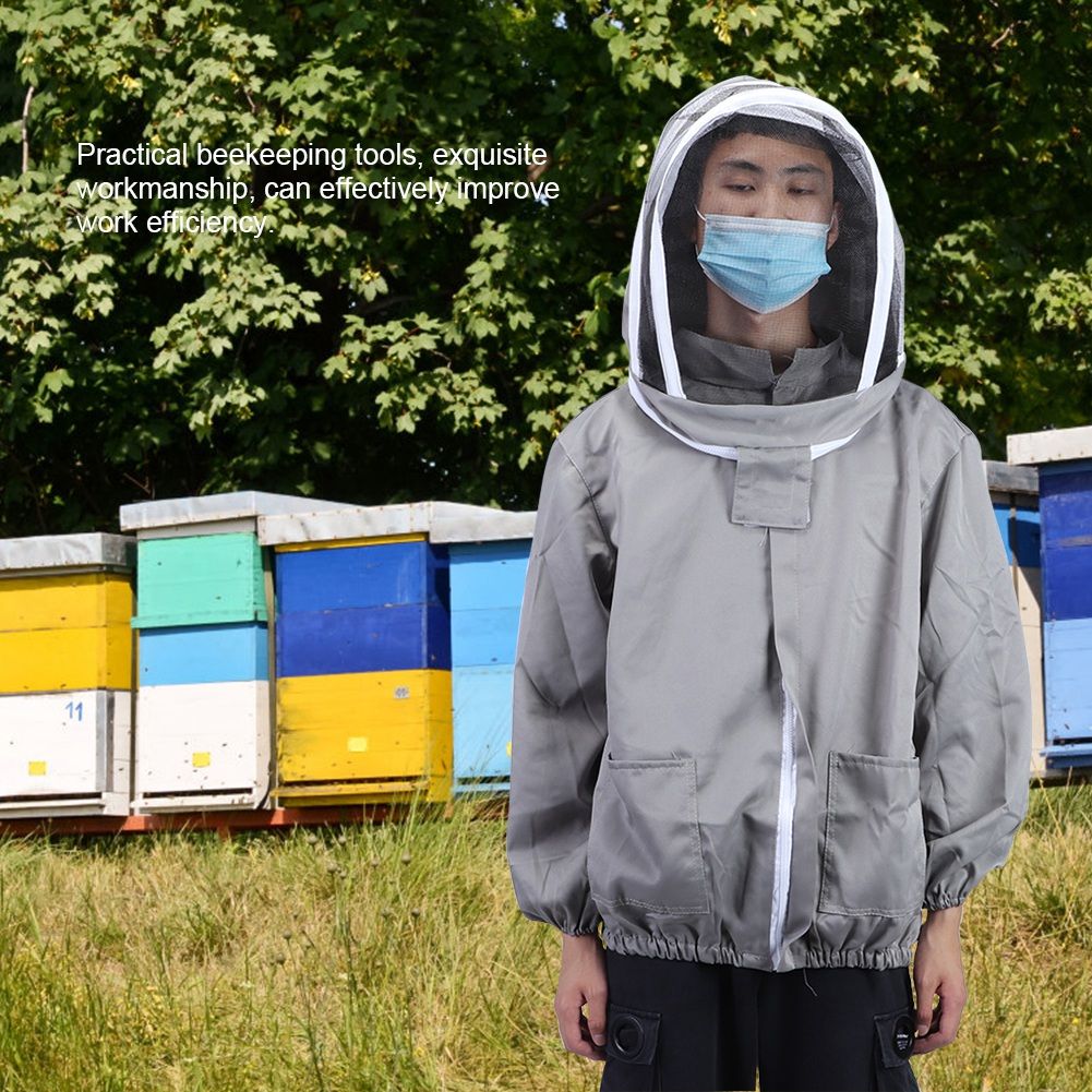 Beekeeping Protective Veil Jacket Bee Suit Smock with Double Zippers Beekeeper view 8