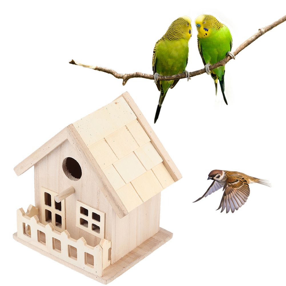 Wooden Bird House Nests Outdoor Hanging Birds Parrots Resting Breeding Box view 5