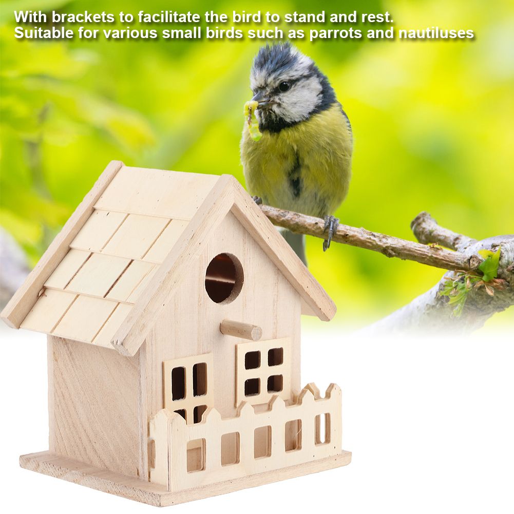 Wooden Bird House Nests Outdoor Hanging Birds Parrots Resting Breeding Box view 8
