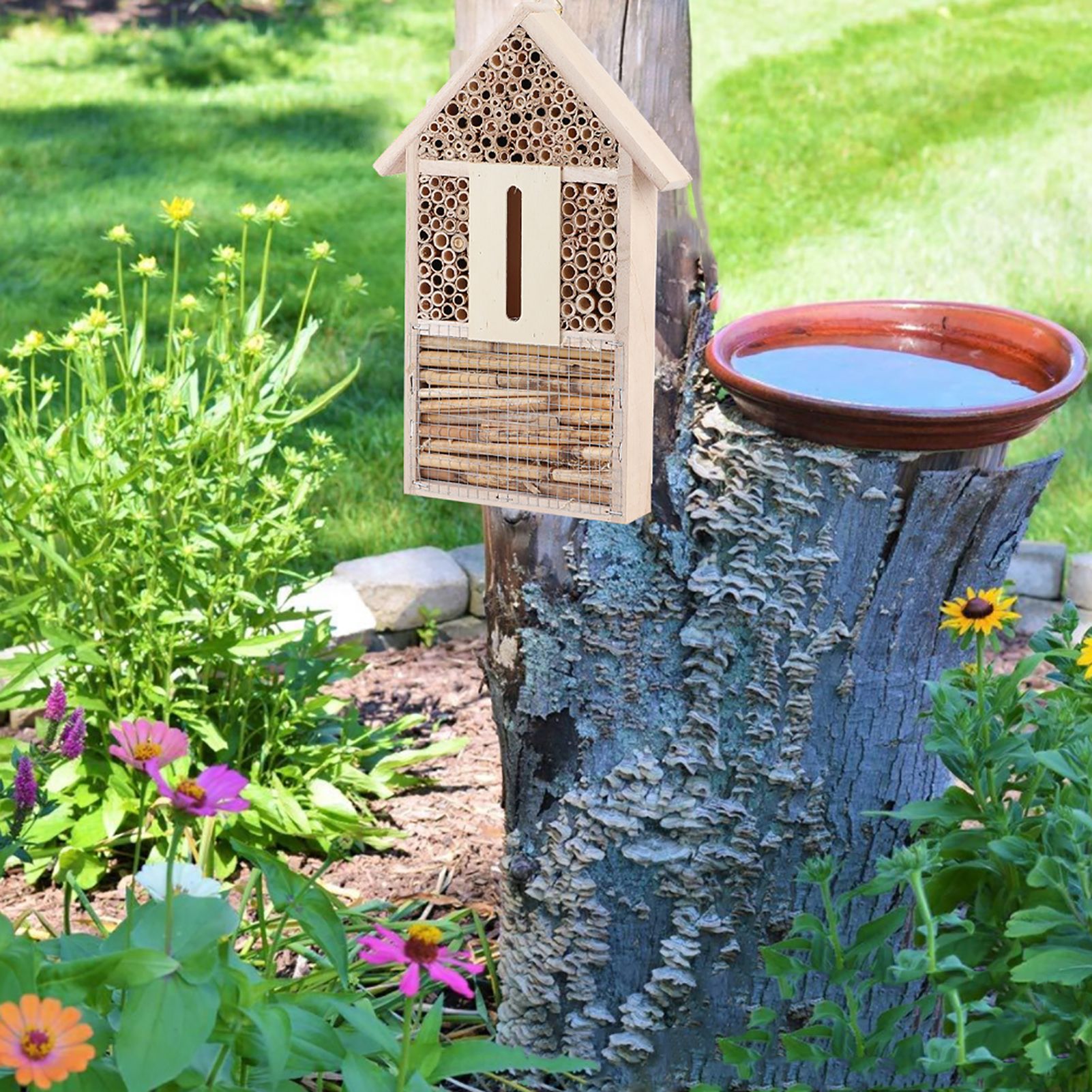 Wooden Insect Bee House Shelter Garden Nesting Box Handicrafts Outdoor view 5