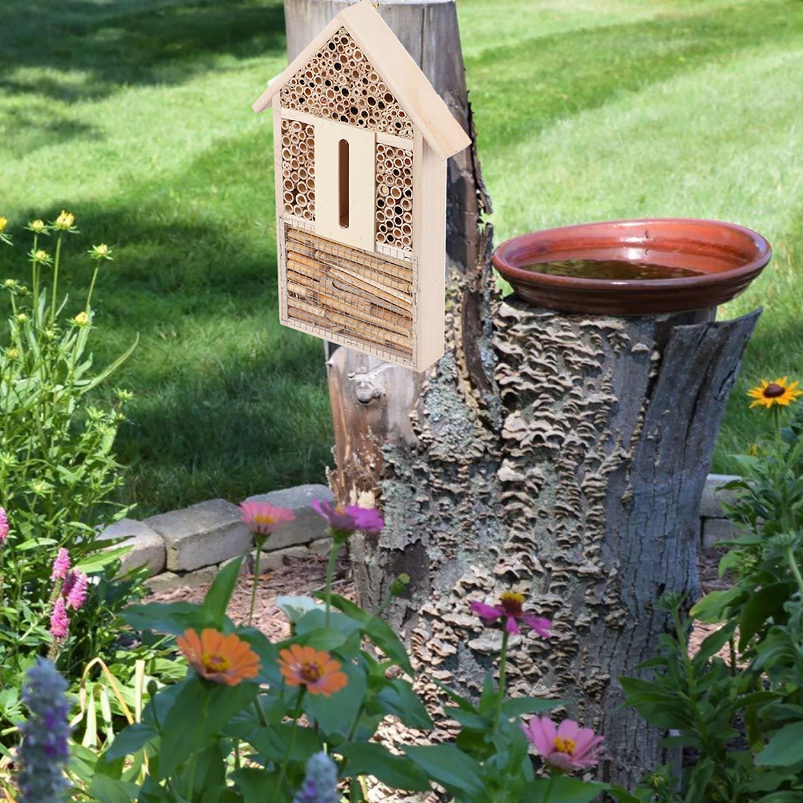 Wooden Insect Bee House Shelter Garden Nesting Box Handicrafts Outdoor view 6