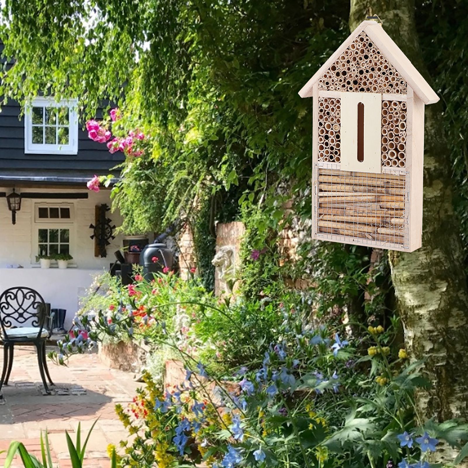 Wooden Insect Bee House Shelter Garden Nesting Box Handicrafts Outdoor view 7