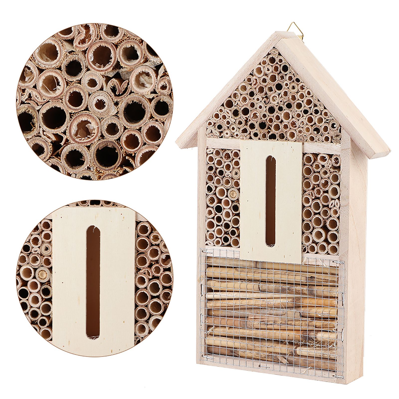 Wooden Insect Bee House Shelter Garden Nesting Box Handicrafts Outdoor view 10