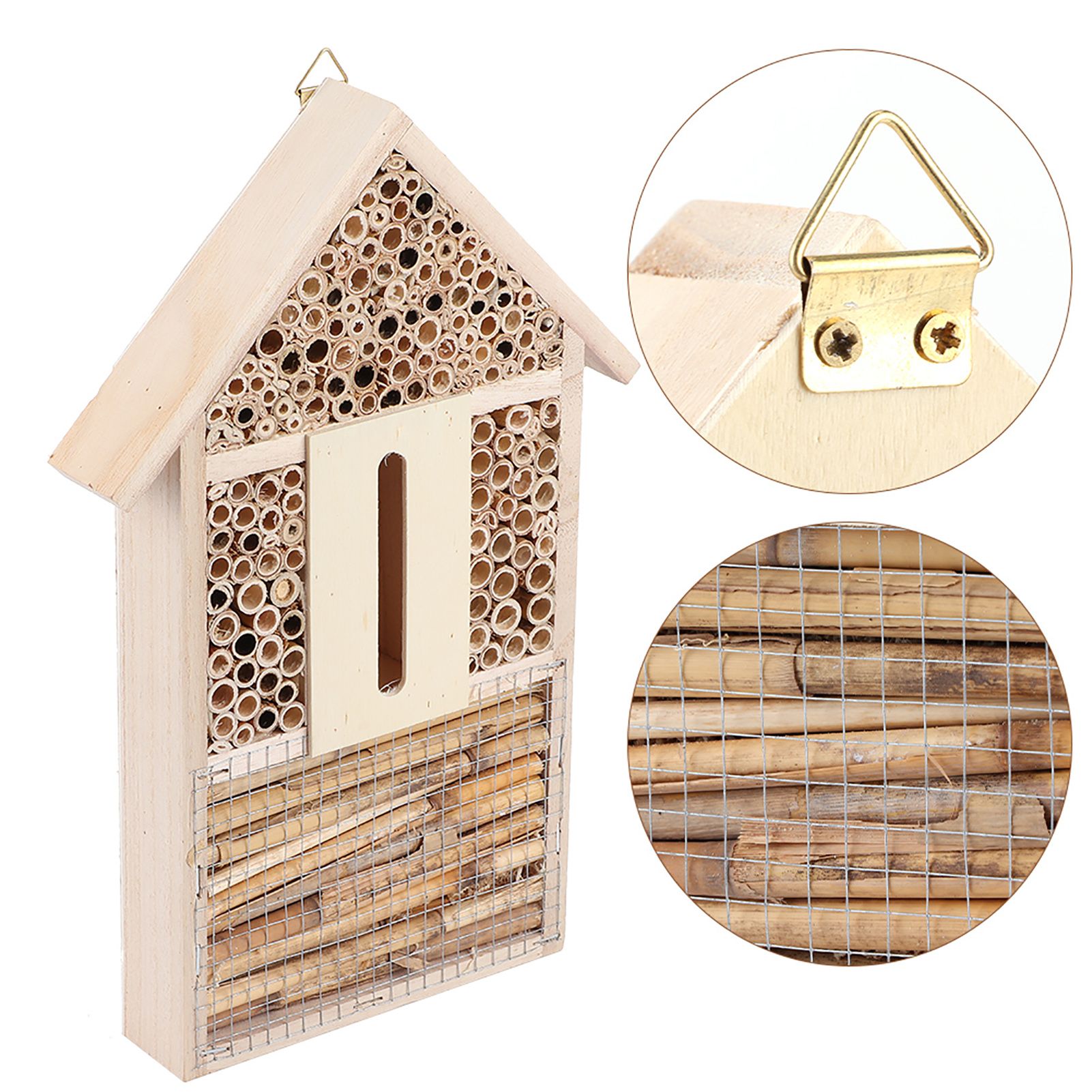 Wooden Insect Bee House Shelter Garden Nesting Box Handicrafts Outdoor view 11