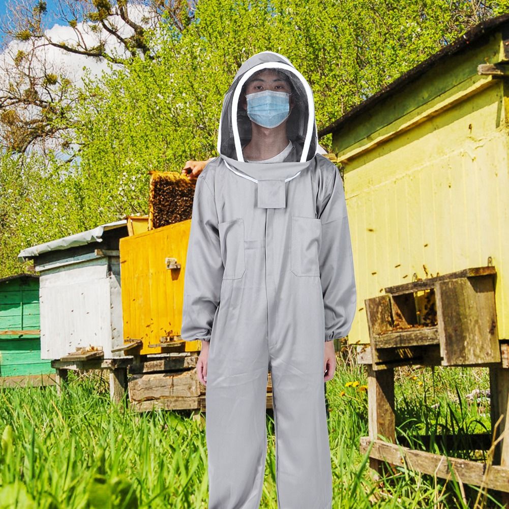 One Piece Beekeeping Suit Protective Clothes Smock Dual Zippers Beekeeper — image 1
