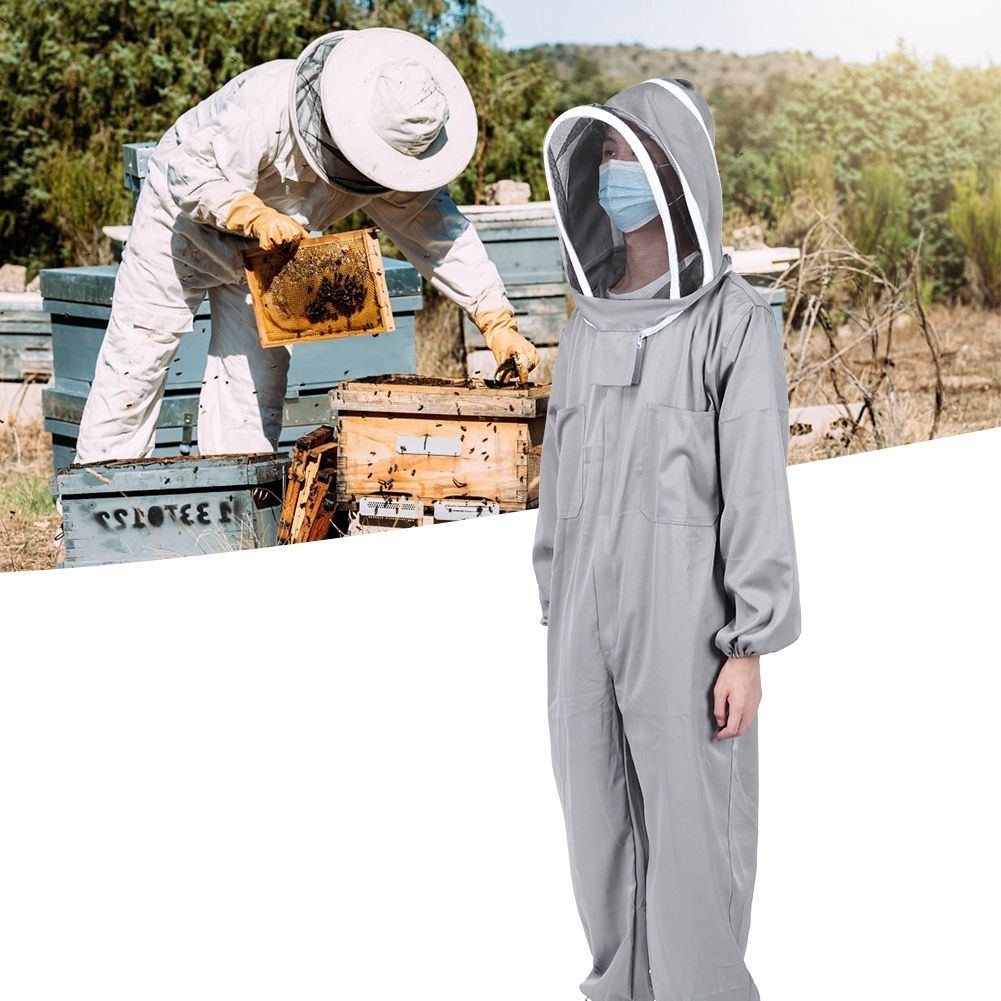 One Piece Beekeeping Suit Protective Clothes Smock Dual Zippers Beekeeper view 3