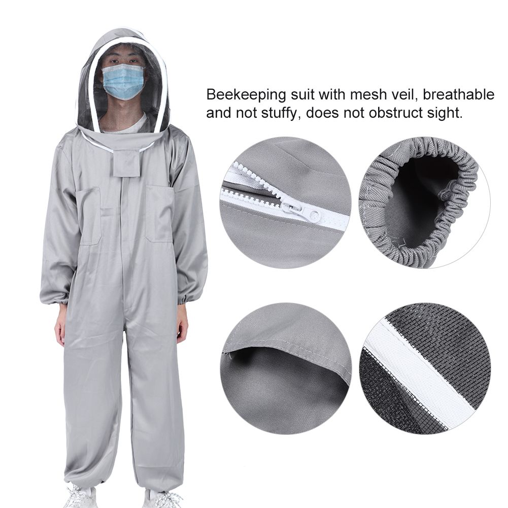 One Piece Beekeeping Suit Protective Clothes Smock Dual Zippers Beekeeper view 9