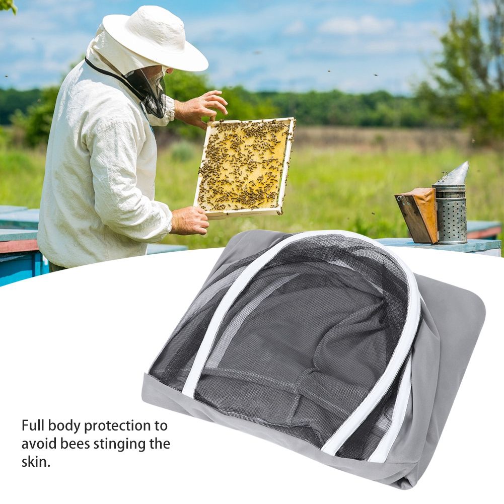 One Piece Beekeeping Suit Protective Clothes Smock Dual Zippers Beekeeper view 10