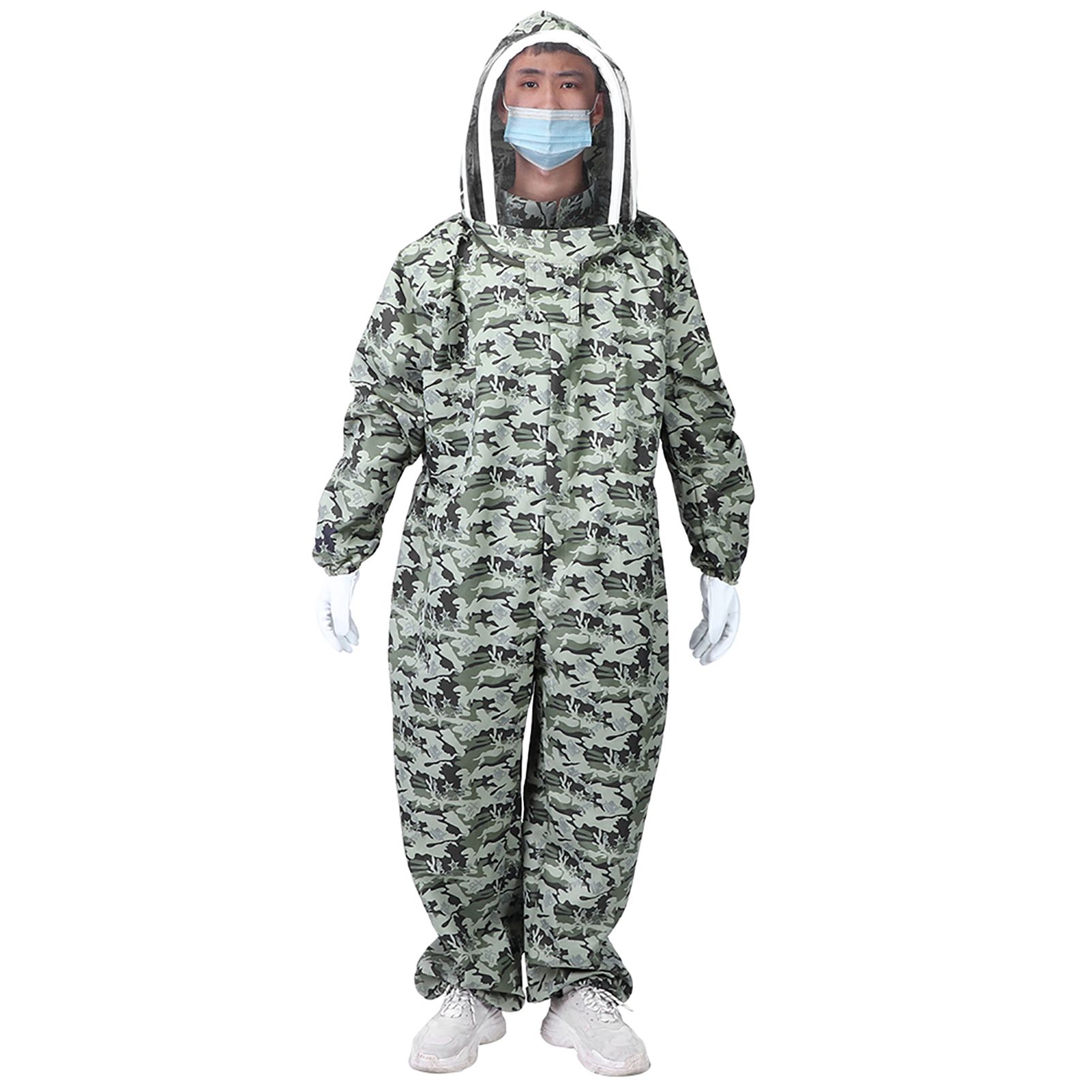 Double Zippers One Piece Bee Suit Beekeeping Protective Clothes with Gloves view 6