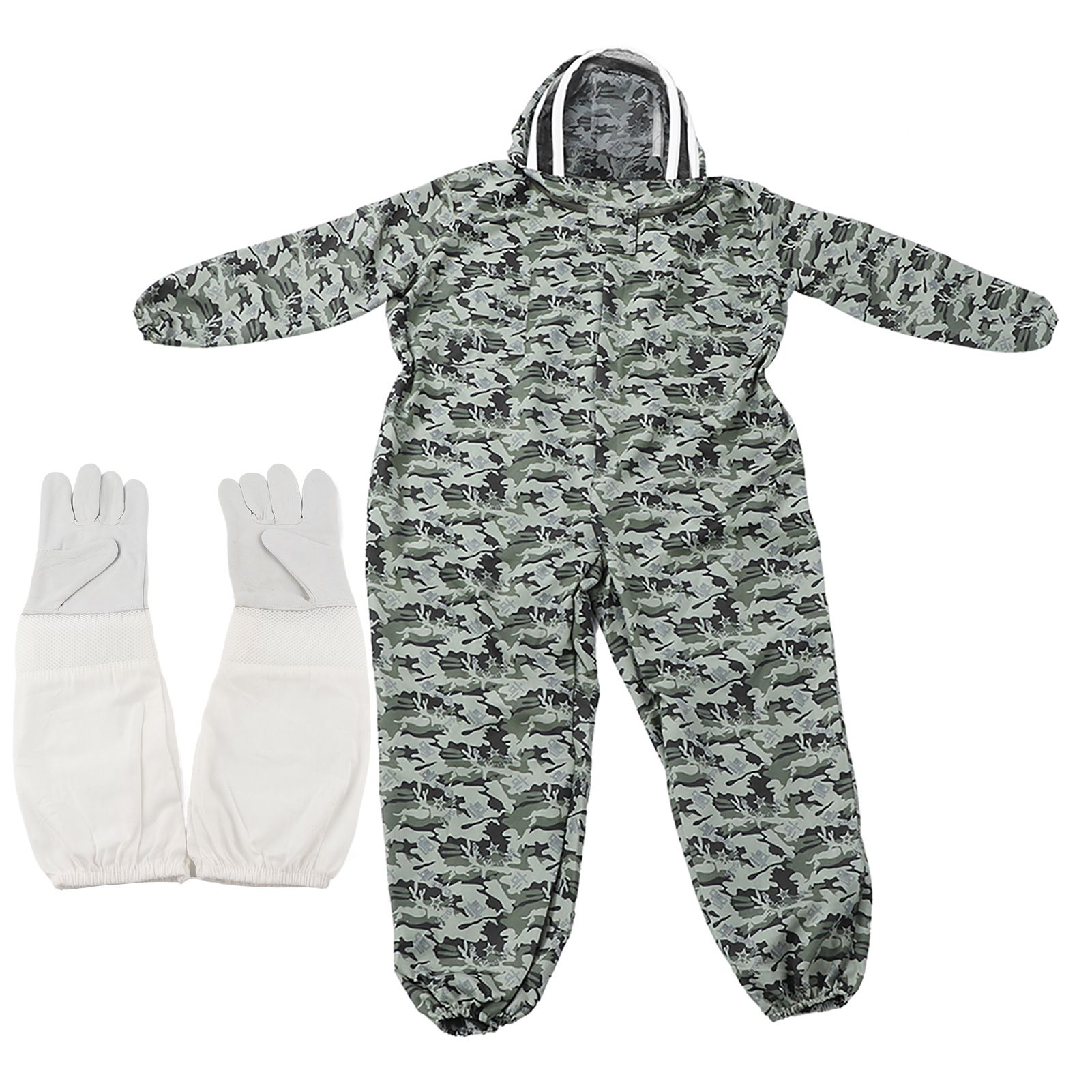 Double Zippers One Piece Bee Suit Beekeeping Protective Clothes with Gloves view 2