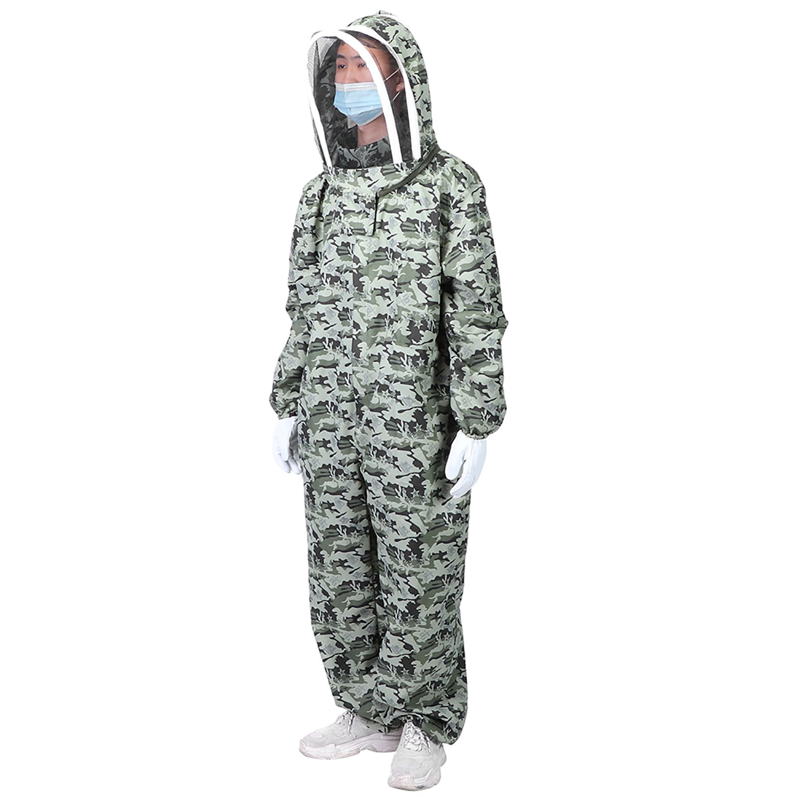 Double Zippers One Piece Bee Suit Beekeeping Protective Clothes with Gloves view 7