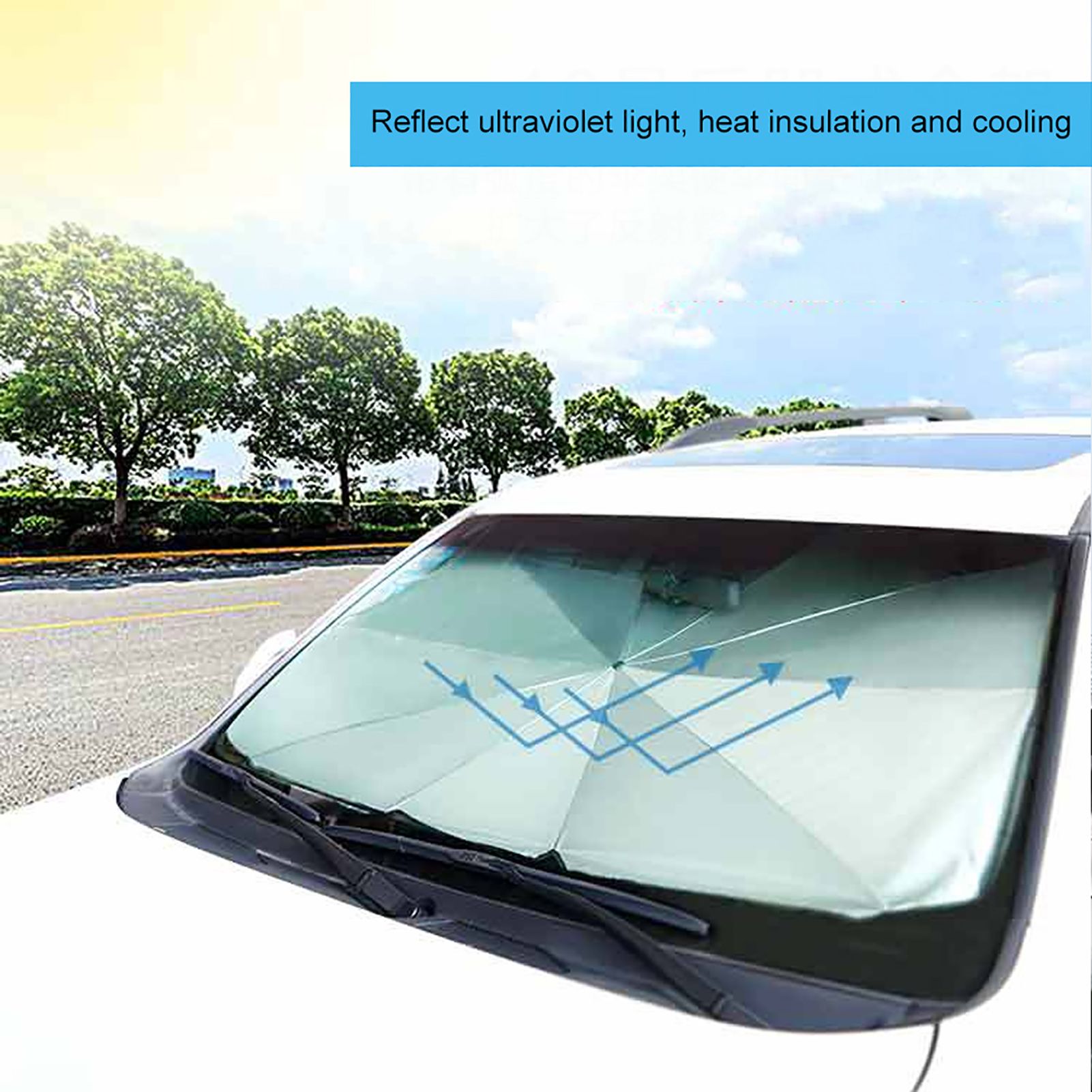 Innovative Foldable Car Windshield Sunscreen Sunshade Umbrella Cover Protector view 12