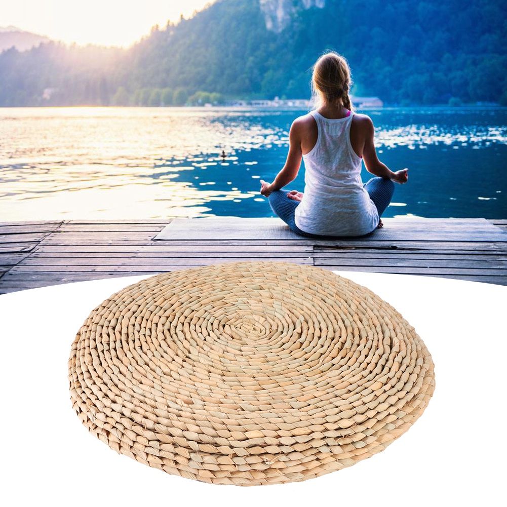 Cattail Hand‑Woven Pouf Tatami Seats Cushion for Yoga Balcony Bay Window