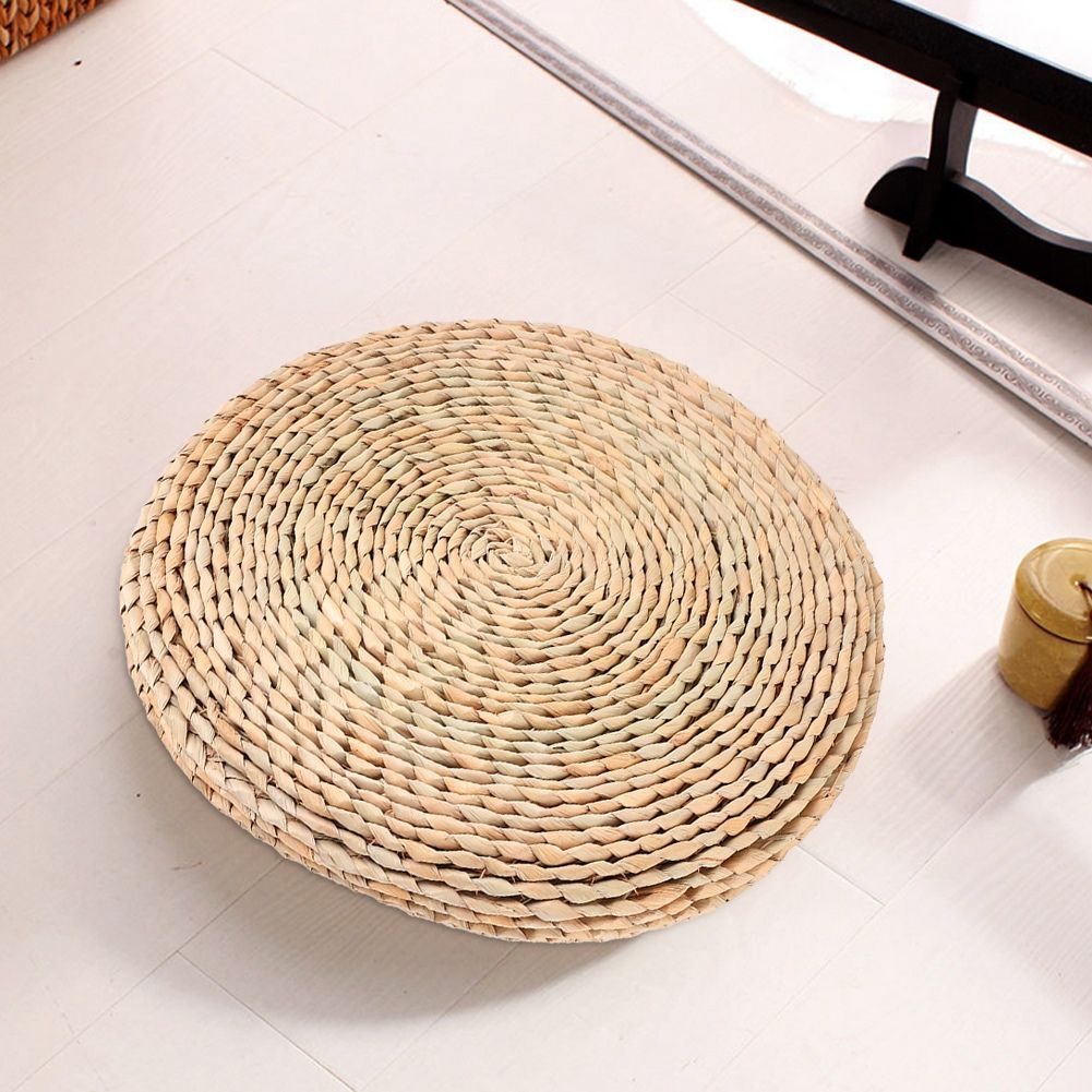 Cattail Hand‑Woven Pouf Tatami Seats Cushion for Yoga Balcony Bay Window view 3