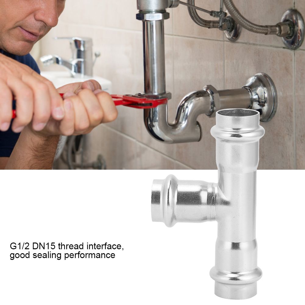 G1/2 DN15 304 Stainless Steel Hose Straight Tee Connector Adapter Water Pipe view 11