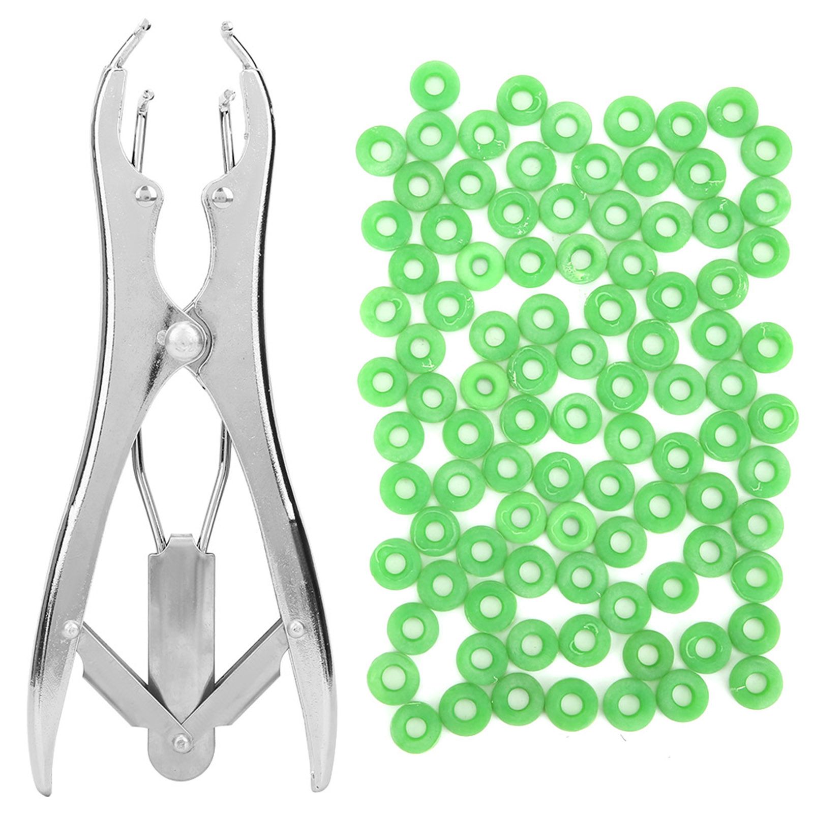 Pigs Castration Pliers with 100pcs Castrator Rings Tail Docking Device view 2