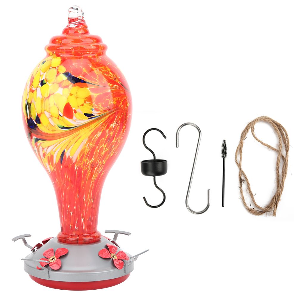 Colorful Painting Glass Bird Feeder Garden Courtyard Outdoor Hummingbirds view 2
