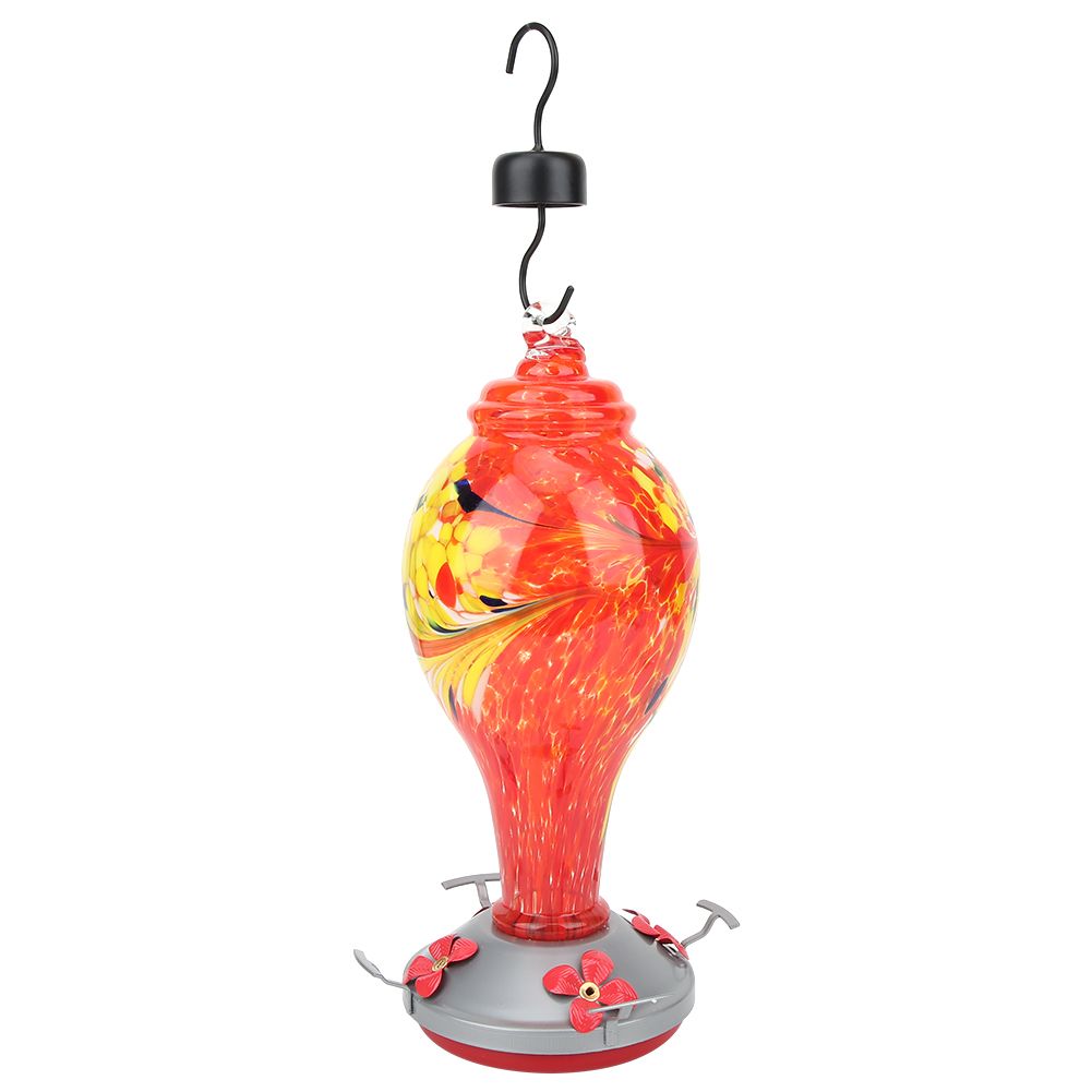 Colorful Painting Glass Bird Feeder Garden Courtyard Outdoor Hummingbirds view 7