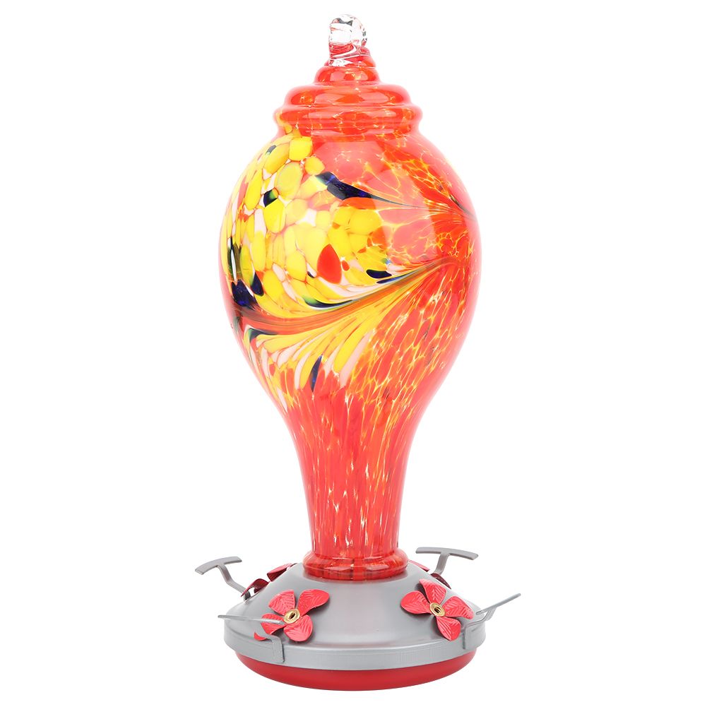 Colorful Painting Glass Bird Feeder Garden Courtyard Outdoor Hummingbirds view 8