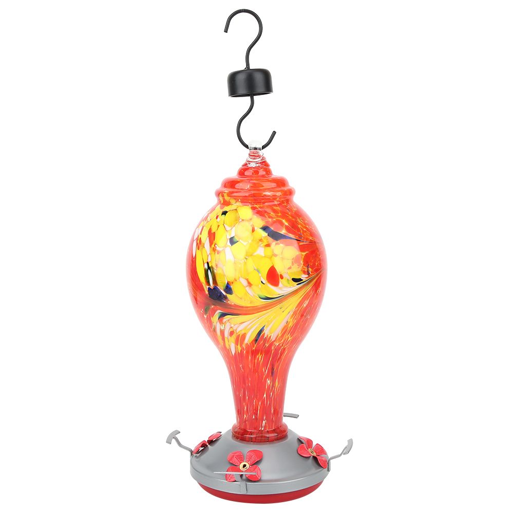 Colorful Painting Glass Bird Feeder Garden Courtyard Outdoor Hummingbirds view 9