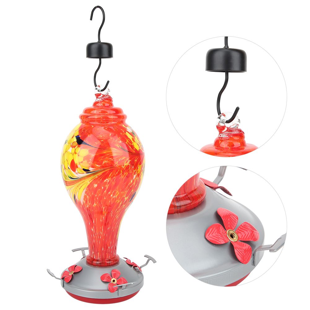 Colorful Painting Glass Bird Feeder Garden Courtyard Outdoor Hummingbirds view 10