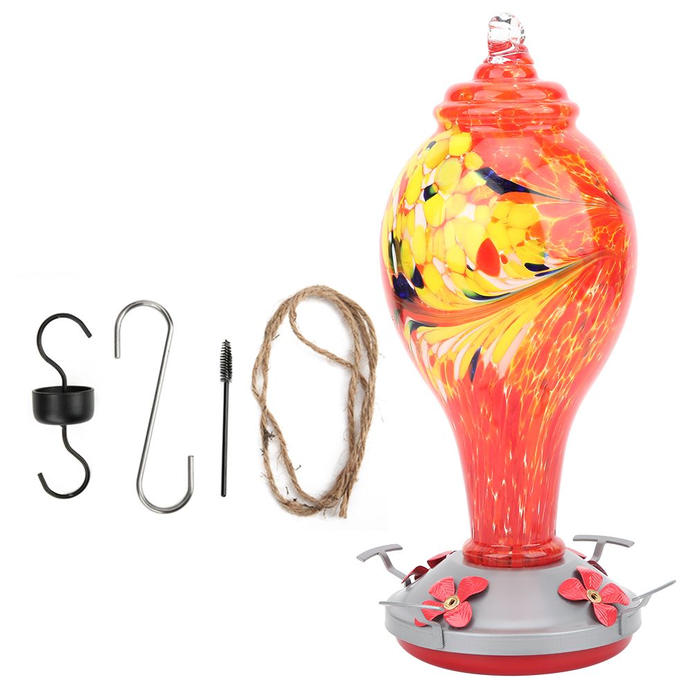 Colorful Painting Glass Bird Feeder Garden Courtyard Outdoor Hummingbirds view 11