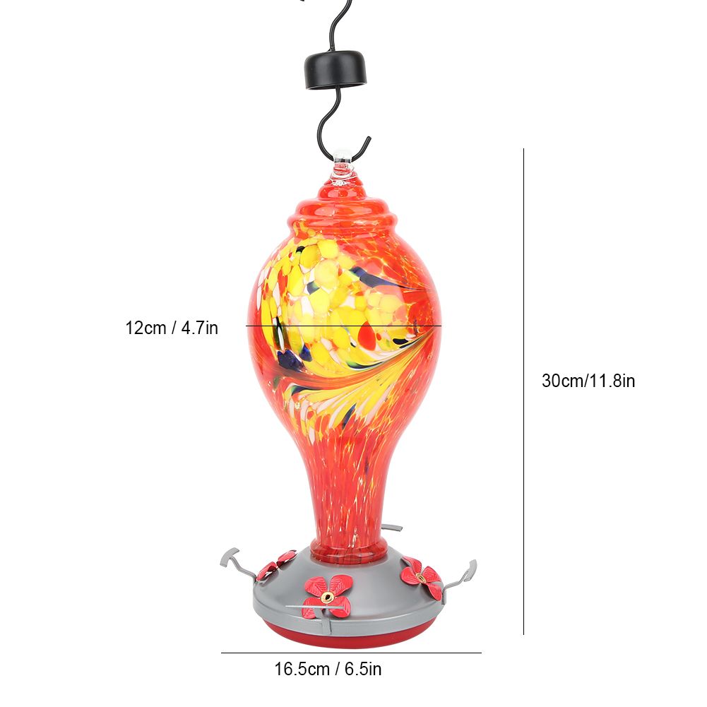 Colorful Painting Glass Bird Feeder Garden Courtyard Outdoor Hummingbirds view 12