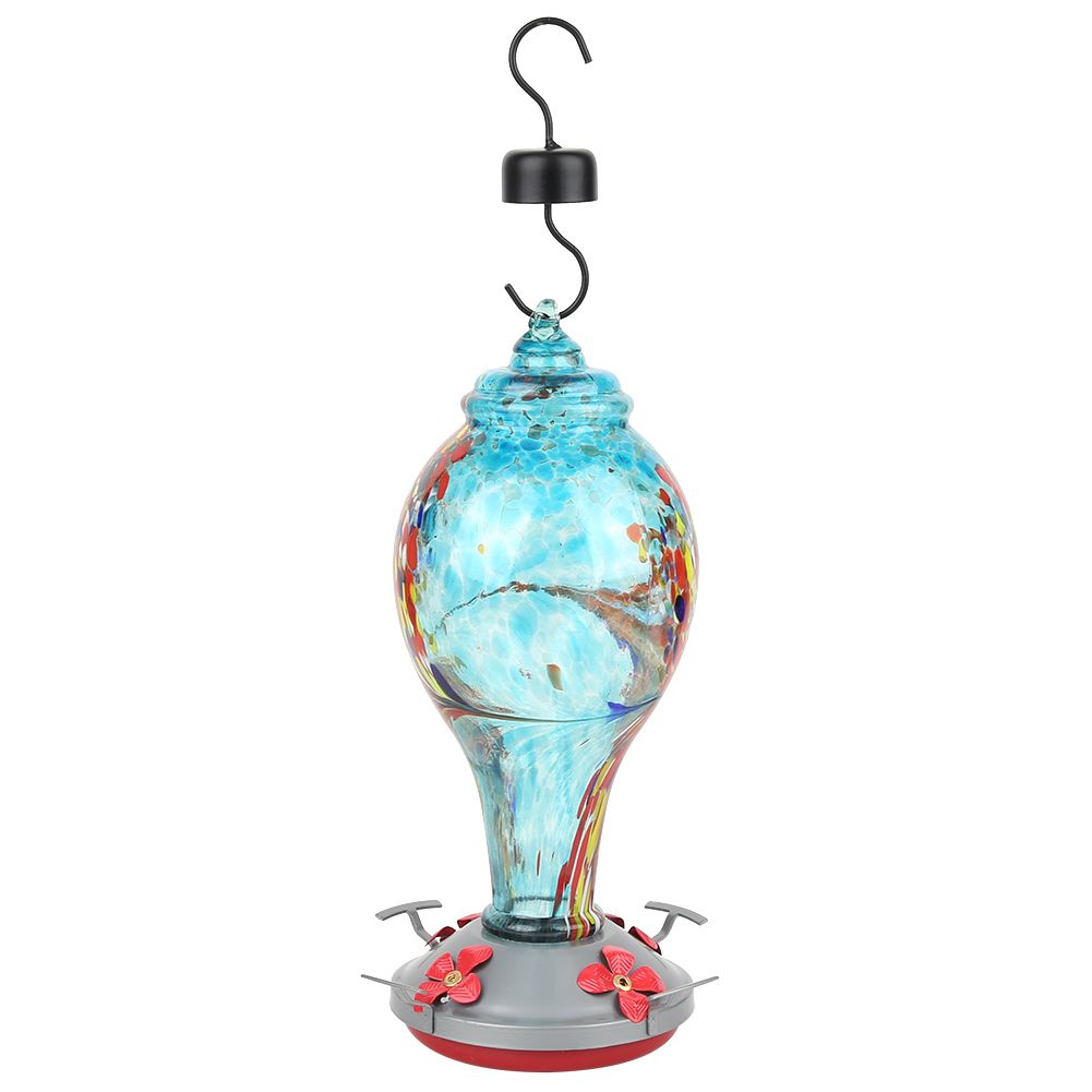 Colorful Painting Glass Bird Feeder Garden Courtyard Outdoor Hummingbirds view 6