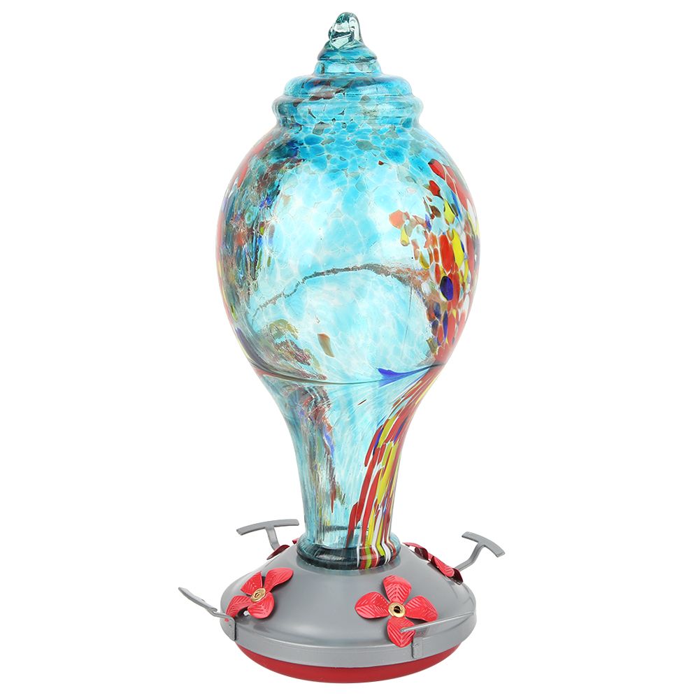 Colorful Painting Glass Bird Feeder Garden Courtyard Outdoor Hummingbirds view 7
