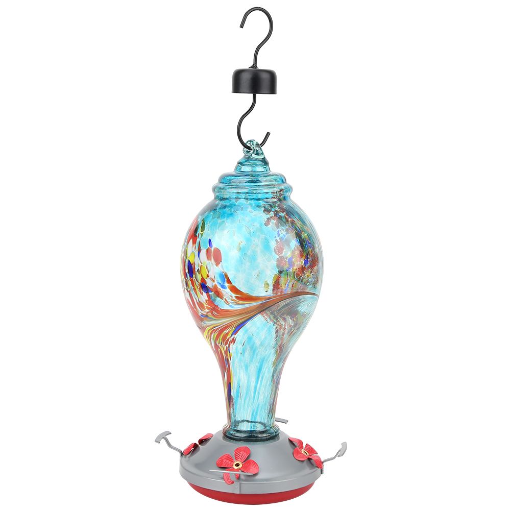 Colorful Painting Glass Bird Feeder Garden Courtyard Outdoor Hummingbirds view 8