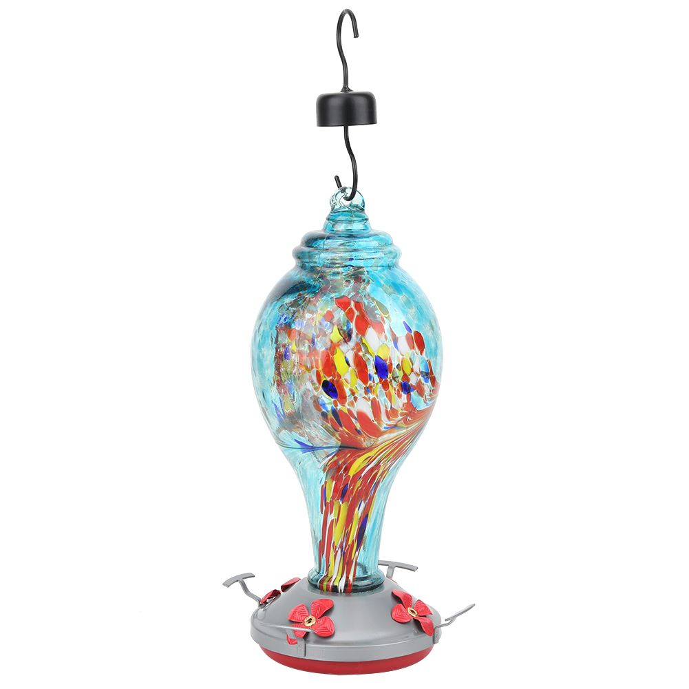 Colorful Painting Glass Bird Feeder Garden Courtyard Outdoor Hummingbirds view 9