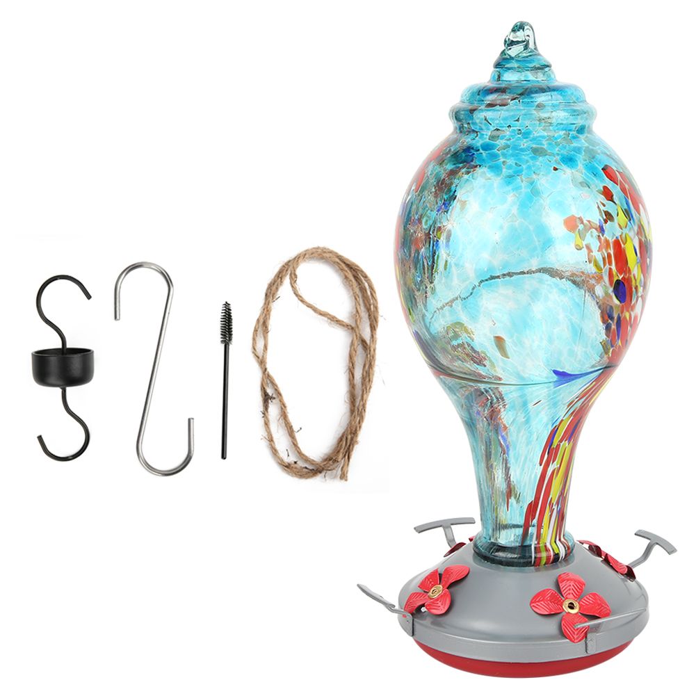 Colorful Painting Glass Bird Feeder Garden Courtyard Outdoor Hummingbirds view 12