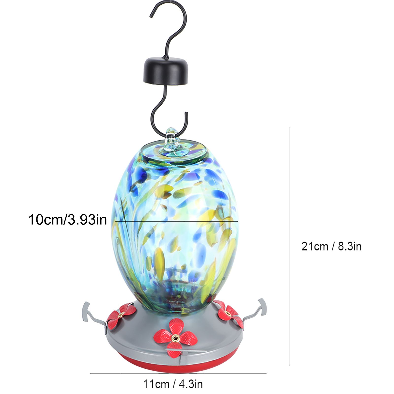 Hummingbirds Water Feeder Colorful Painting Glass Bird Feeding Tool for Garden view 12
