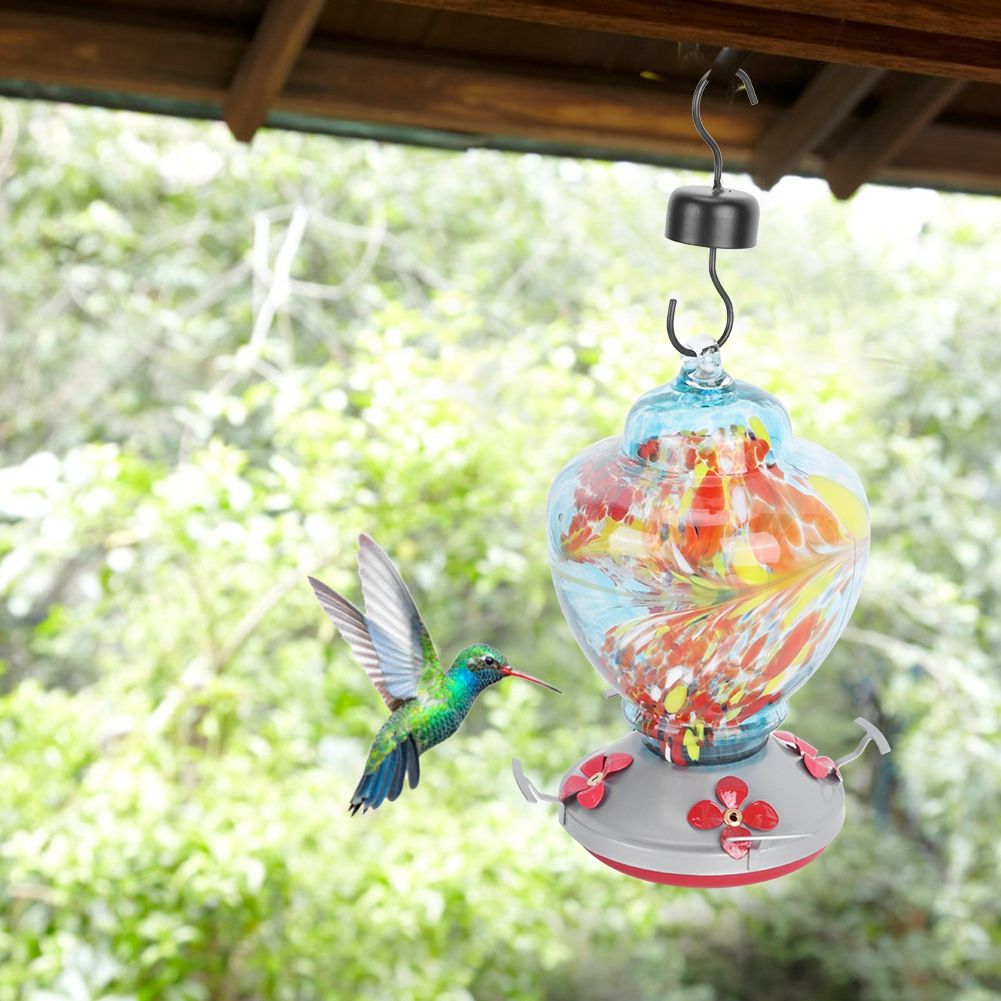 Courtyard Colorful Painting Bird Feeder Water Feeding Tool Equipment for