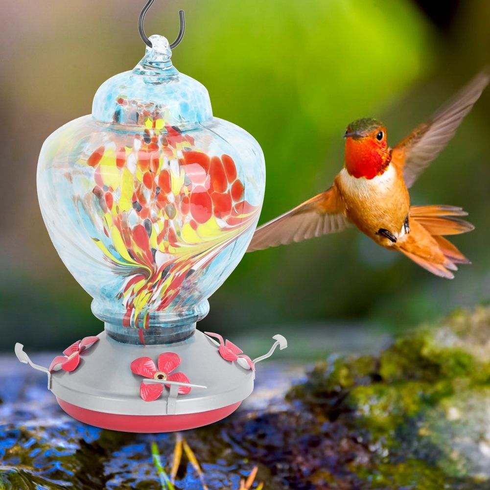 Courtyard Colorful Painting Bird Feeder Water Feeding Tool Equipment for view 5