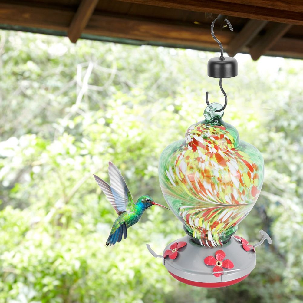 Courtyard Colorful Painting Bird Feeder Water Feeding Tool Equipment for
