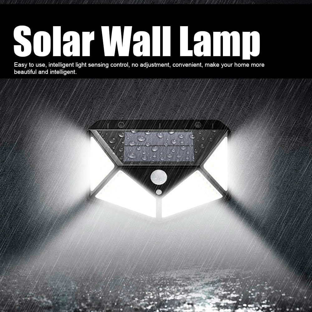 100LED Solar Motion Sensor Light Waterproof Wall Light Street Lamp for Outdoor view 11