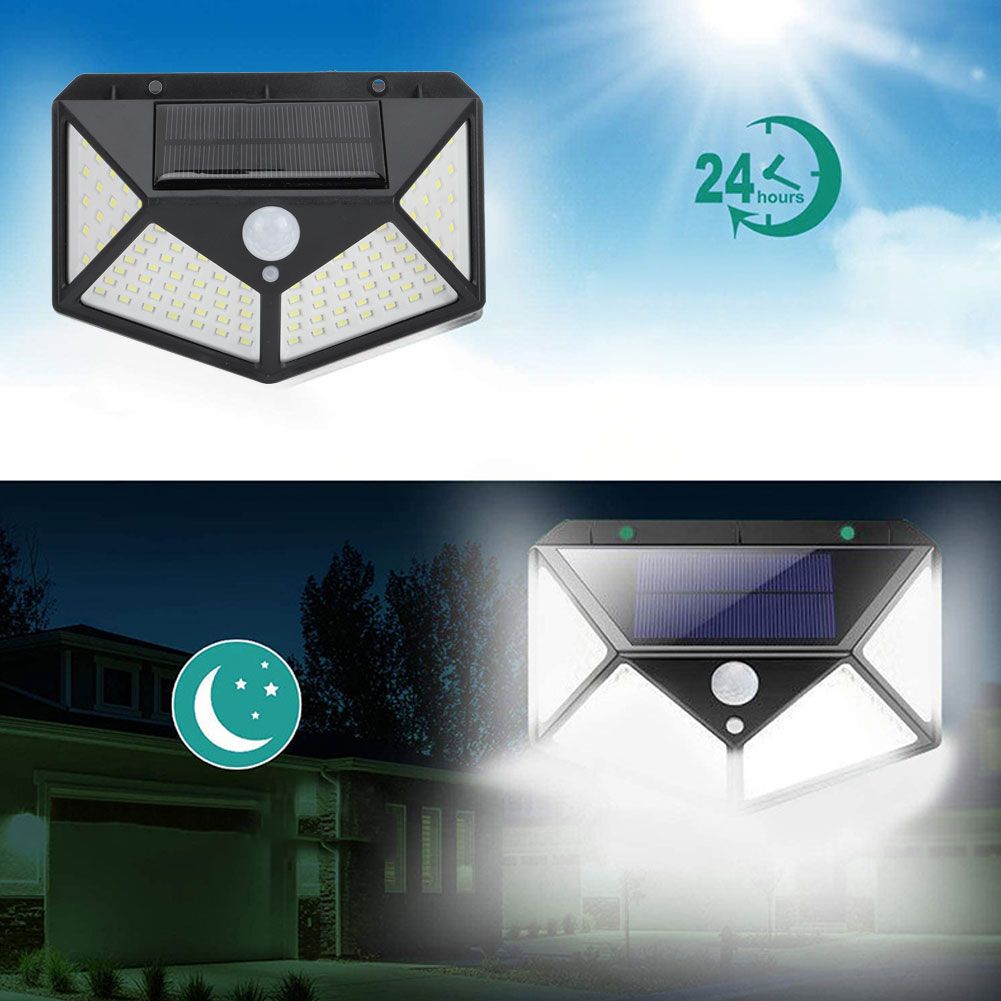 100LED Solar Motion Sensor Light Waterproof Wall Light Street Lamp for Outdoor view 12